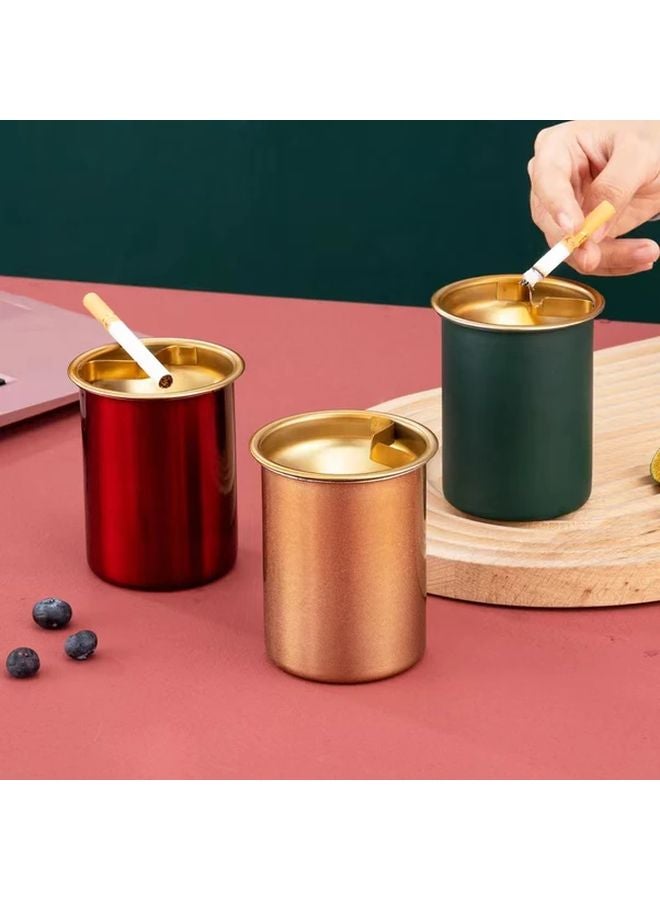 منفضة سجائر معدنية ذهبية مقاومة للرياح قابلة للفصل مضادة لطيران الرماد لتزيين السيارة المنزل المكتب - Image 1